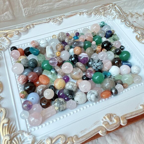 200+ Pieces Mixed 4~12mm Semi-Precious Stones Assorted Loose Beads Mix - Picture 7 of 11